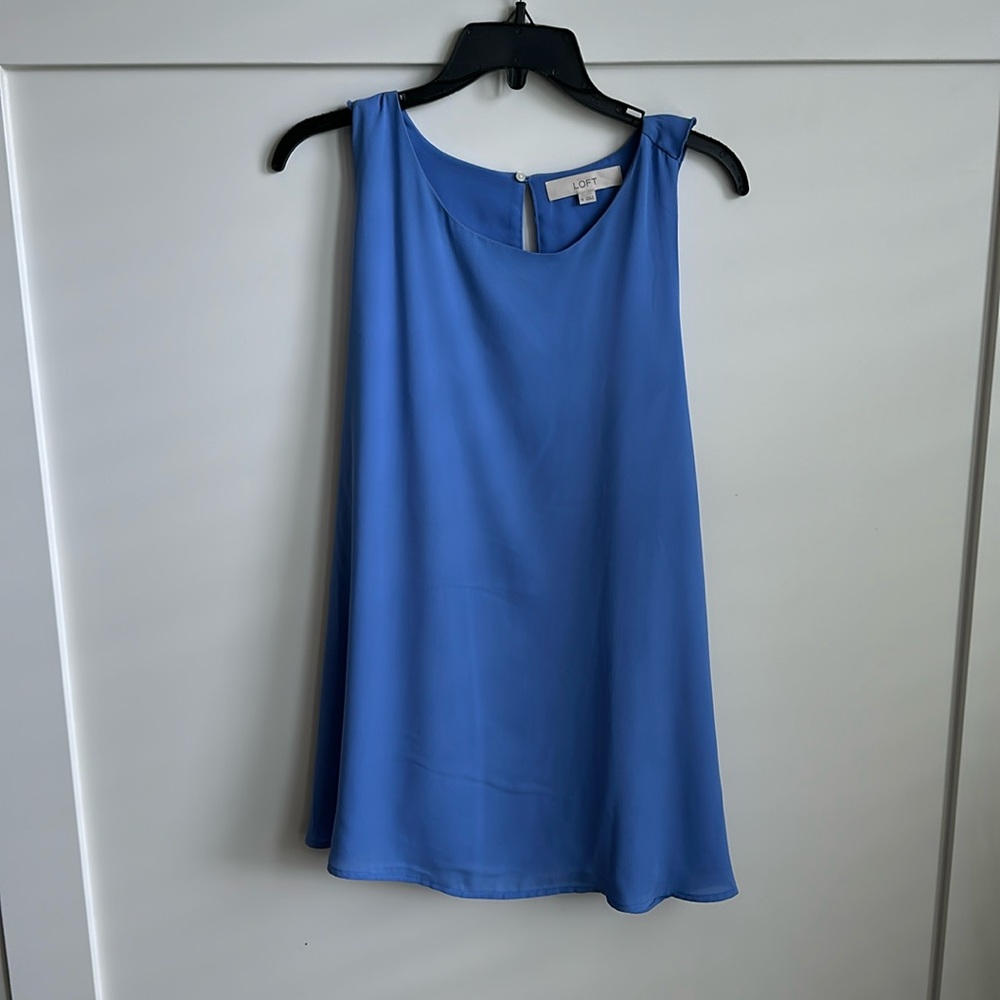 Loft, woman sleeveless blouse tank, blue, xl